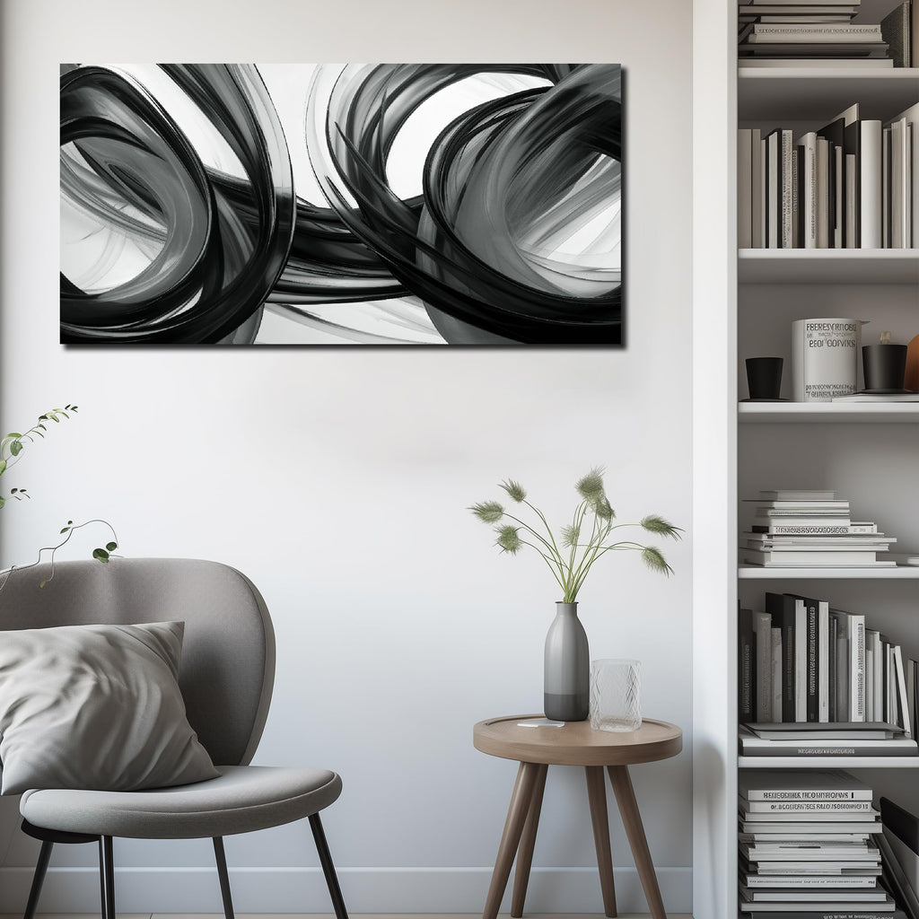Abstract Canvas Wall Art Bedroom Black and White Wall Decor