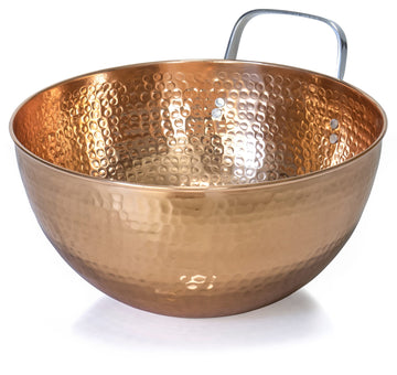 5 Quarts Large 11" Round Hammered Pure Copper Mixing Bowl with Handle