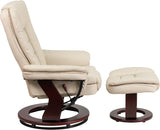 Modern Reclining Swivel Lounge Chair and Ottoman — Beige