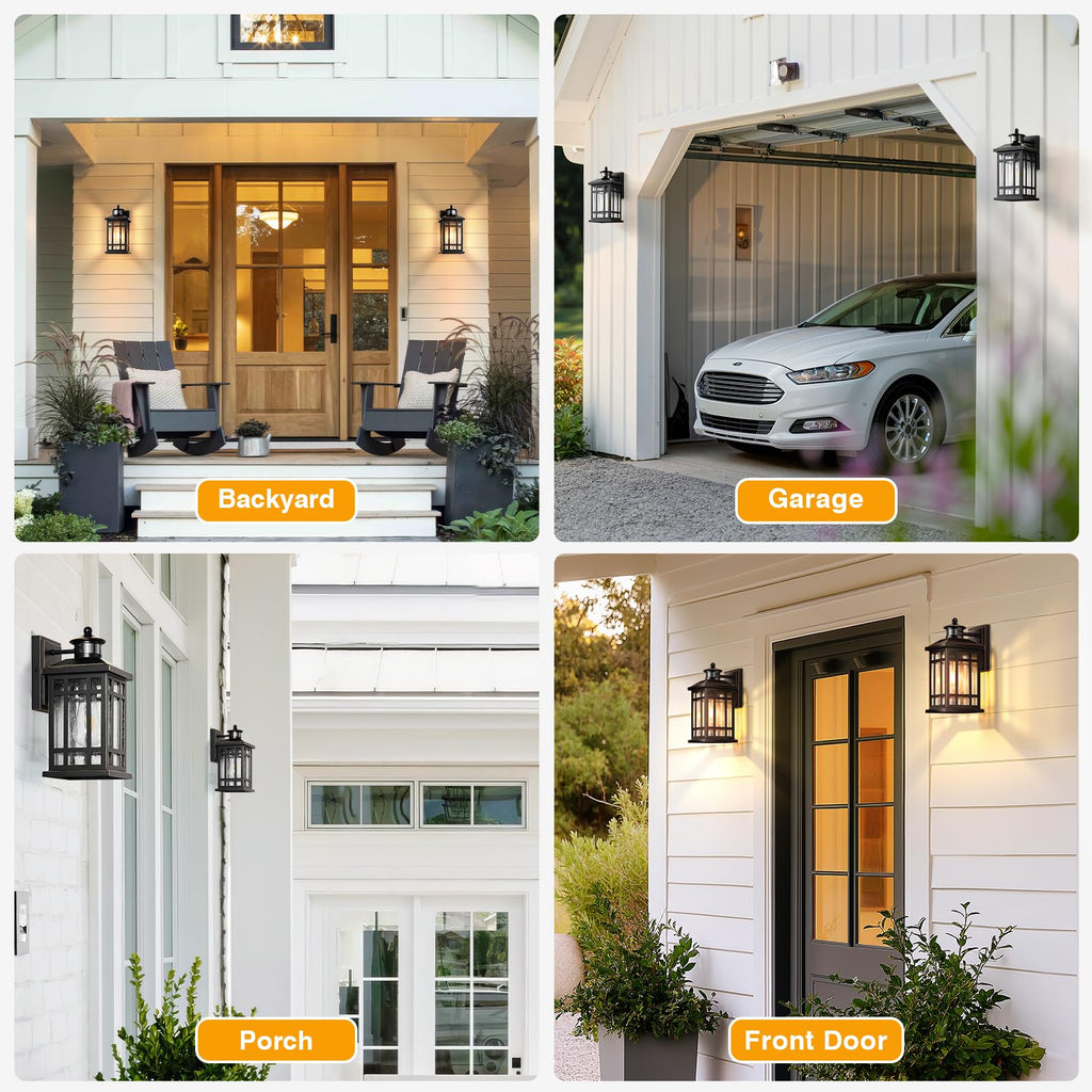 Outdoor Lights, Black Motion Sensor Outdoor Light with Gold Trim