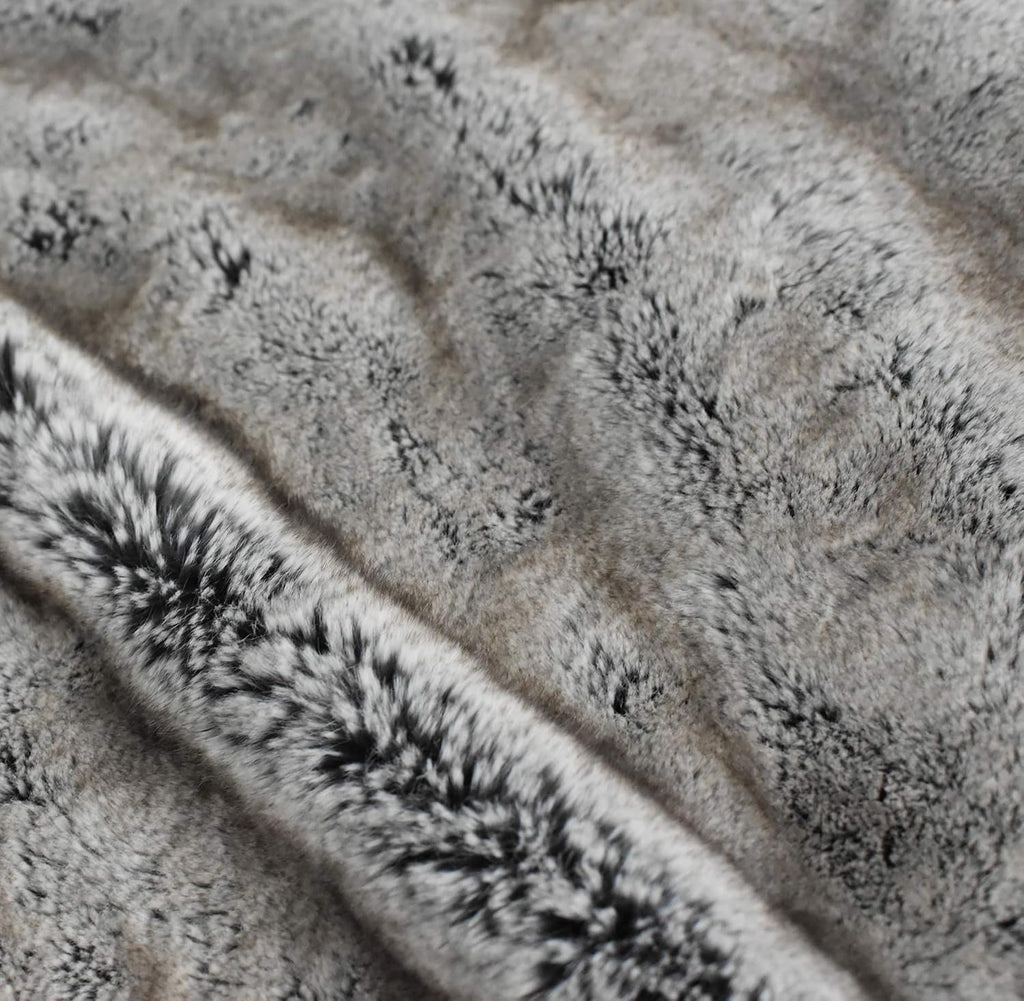Faux Fur Oversized Throw Blanket with Plush Velvet Reverse, Fox Lynx or Gray Mink (Timber Wolf X-Long)