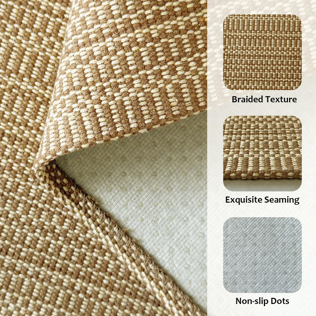 Faux Jute Rug, Braided Runner Rug .