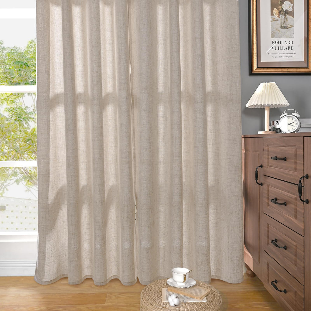 Natural Linen Curtains 72 Inch Long 2 Panels
