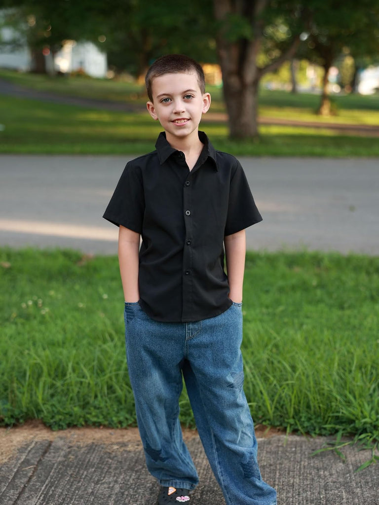 Boys Dress Shirt Short Sleeve Button Down Shirts