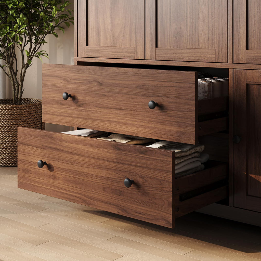 3 Doors Wooden Wardrobe Closet, Large Capacity Bedroom Armoires