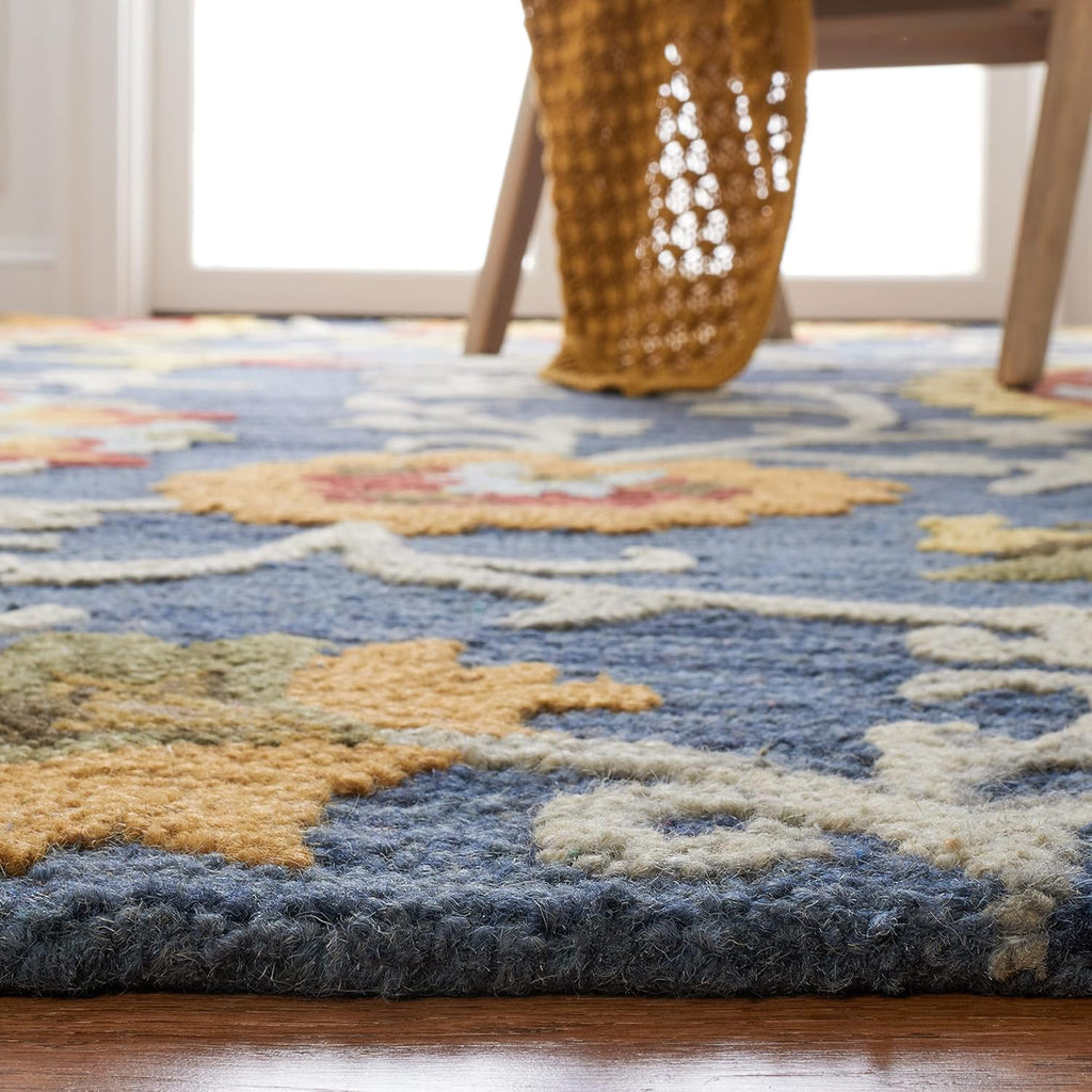 Blossom Area Rug - 9' x 12', Navy & Multi, Handmade Wool