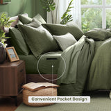 Monbix King Comforter Set, Olive Green King Bed Set Reversible, King Comforter Set 7 Pieces