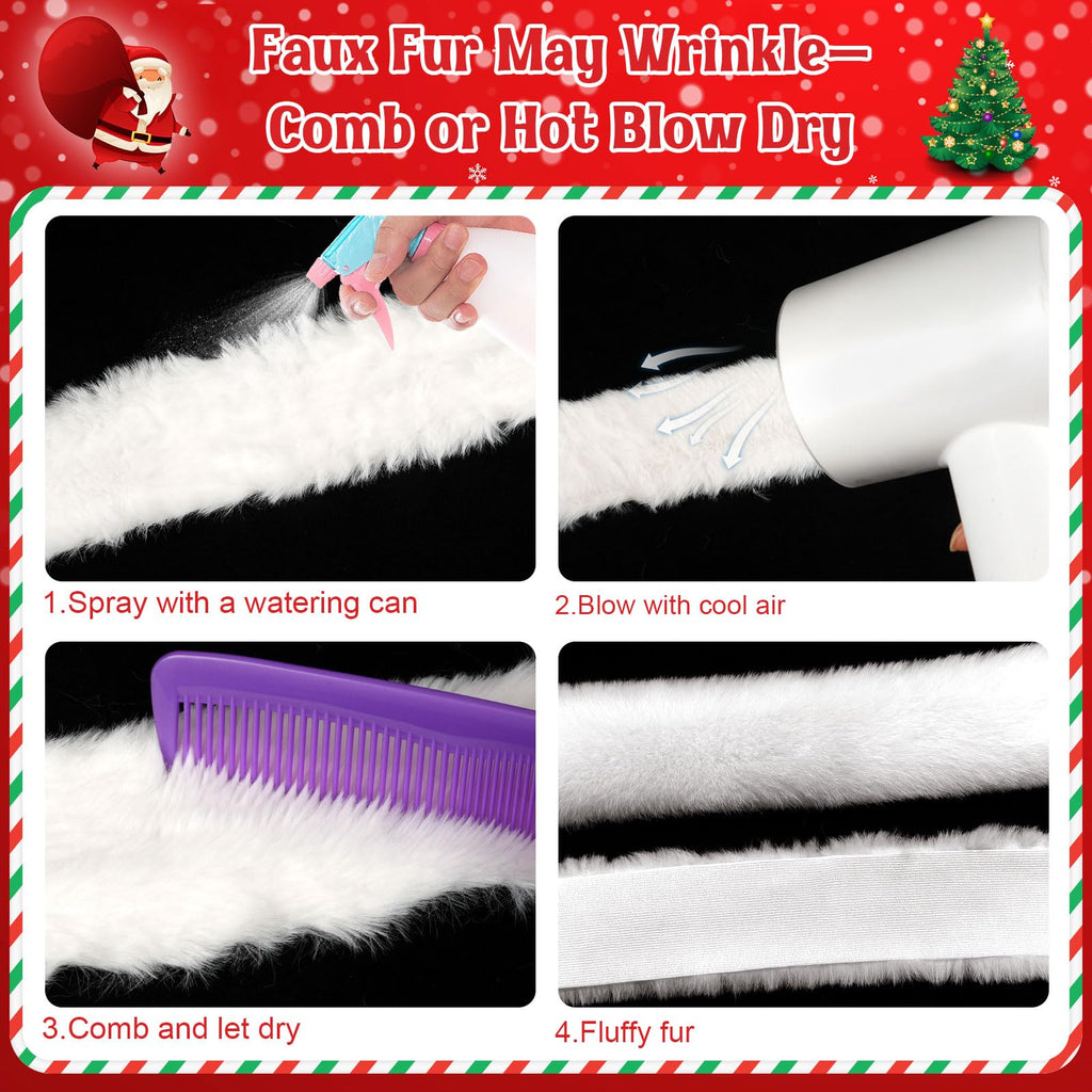 White Fur Trim Fur Fabric Xmas Faux Fur Ribbon for Christmas Decor