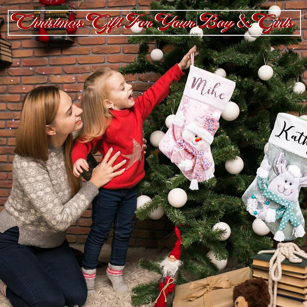 Personalized , Pink 18 Inches Xmas Stockings Holiday Christmas Decoration Gifts for Family Gril Boy Kids- 1 Pack