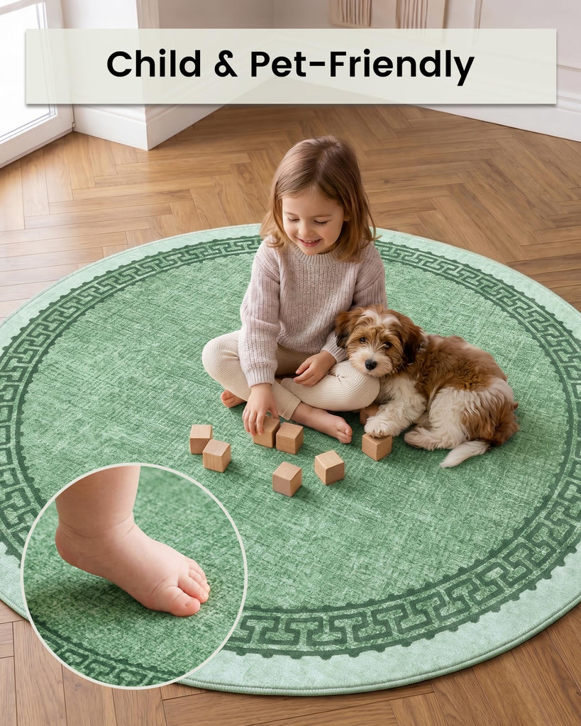 5ft Round Rug Washable Modern Solid Color Circle Rugs