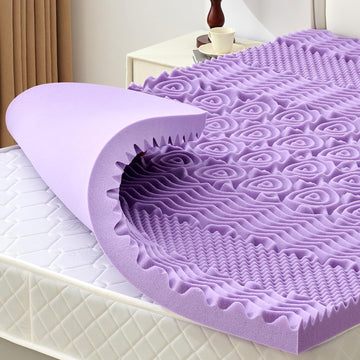 1.5 Inch 7-Zone Memory Foam Mattress Topper Queen Size, Soft Mattress Pad for Back Pain Relief, Egg Crate Bed Topper