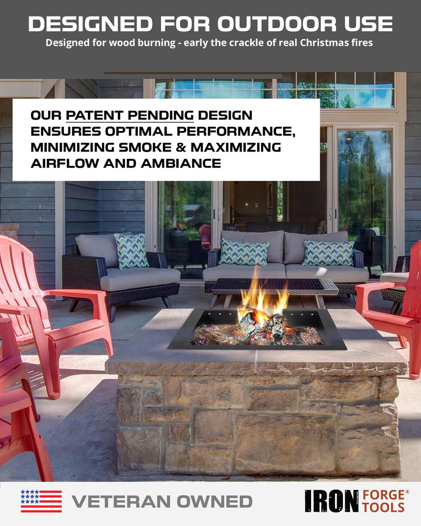 Smokeless Outdoor Fire Pit Ring Insert 36 Inch Square