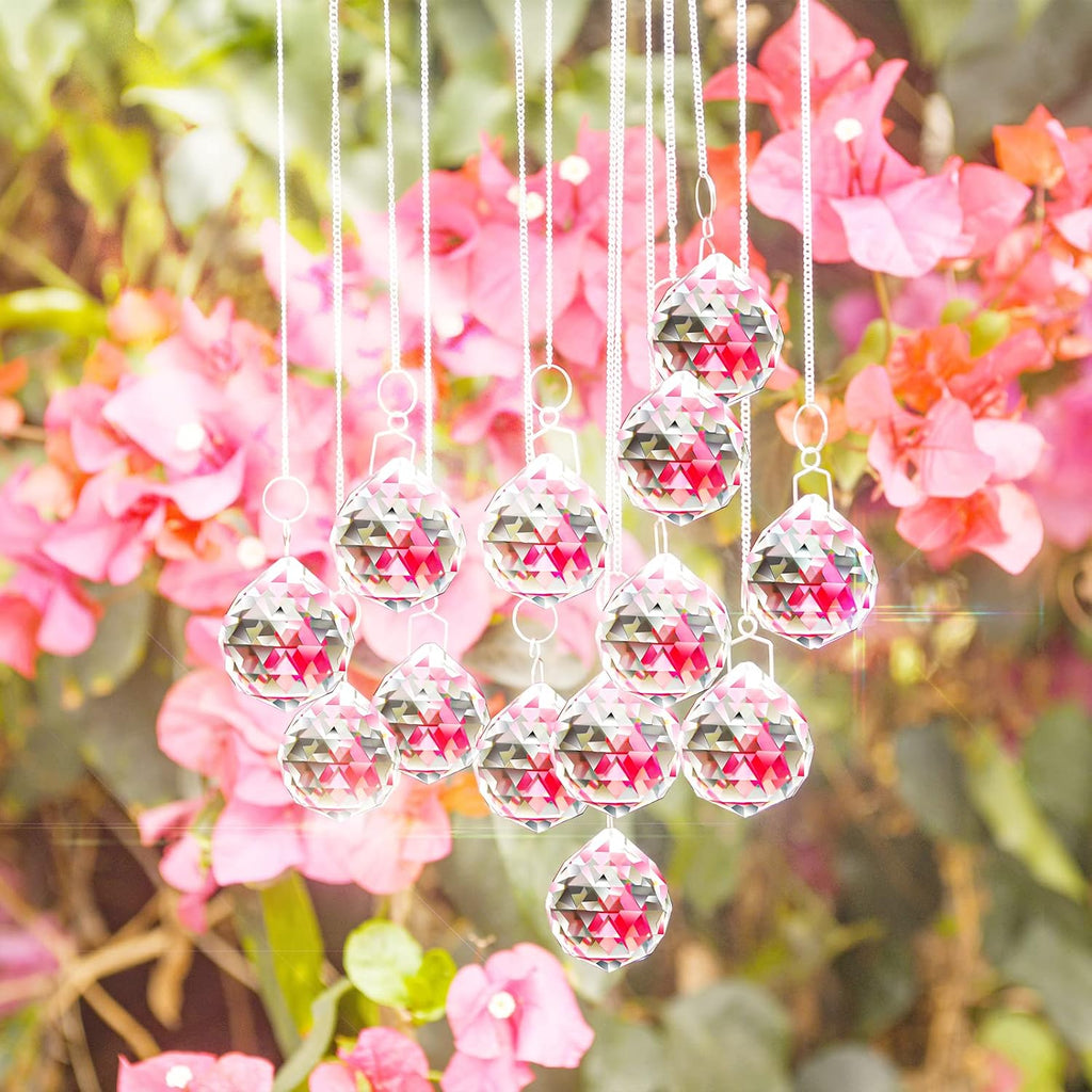 6 Pcs Clear Crystal Ball Prism Sun Shine Catcher Rainbow Pendants Maker, Hanging Crystals Prisms for Windows