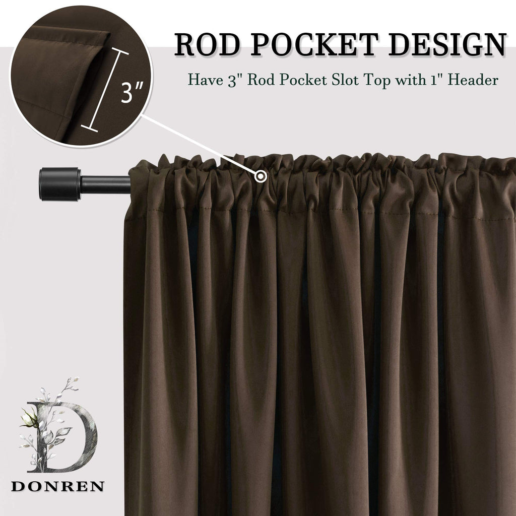 Brown Coffee Half Curtains for Cafe - Room Darkening Curtain Tiers for Small Windows with Rod Pocket (42 x 36 Inch