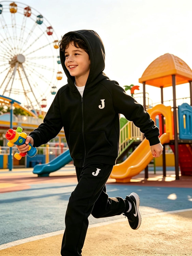 Boys 2 Piece Tracksuit Set Zip Hooded Sweatshirt & Jogger Pants with Letter Print for Kids