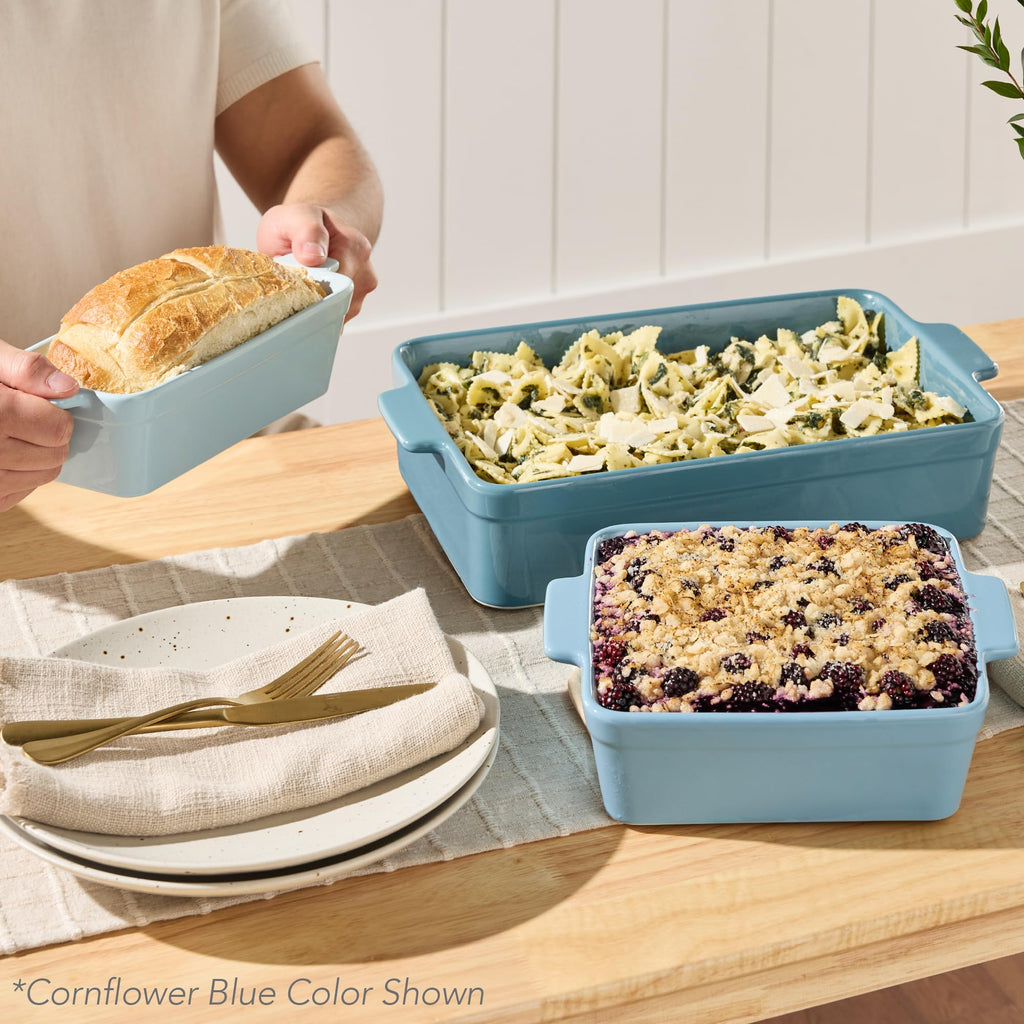 3-Piece Ceramic Casserole Baking Dish Set Black