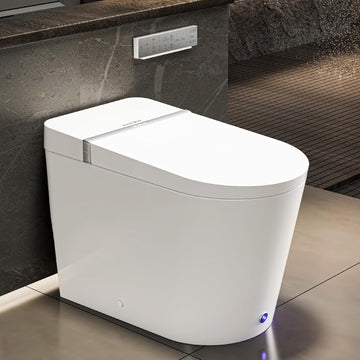 Smart Toilet, Wider Bidet with Heated Seat, Auto Open/Close, Warm Water, Foot Sensor Auto Flushing