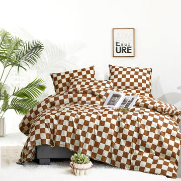 Brown and White Plaid Comforter Set Cream Brown Checker Bedding Comforter Rust Brown Abstract Buffalo Blanket