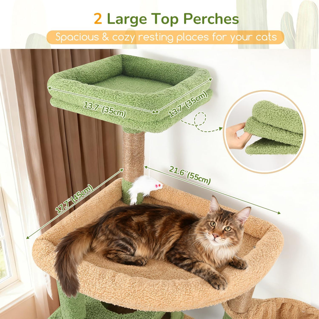 82in Cactus Extra Large Cat Tree for Indoor Cat Large Adult