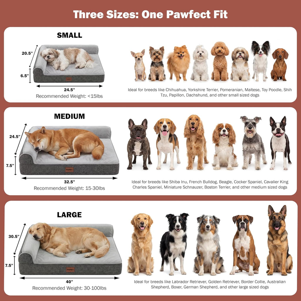Orthopedic Dog Bed for Small, Medium & Large Dogs, Memory Foam Pet Bed with 3 Waterproof Covers, Washable Removable