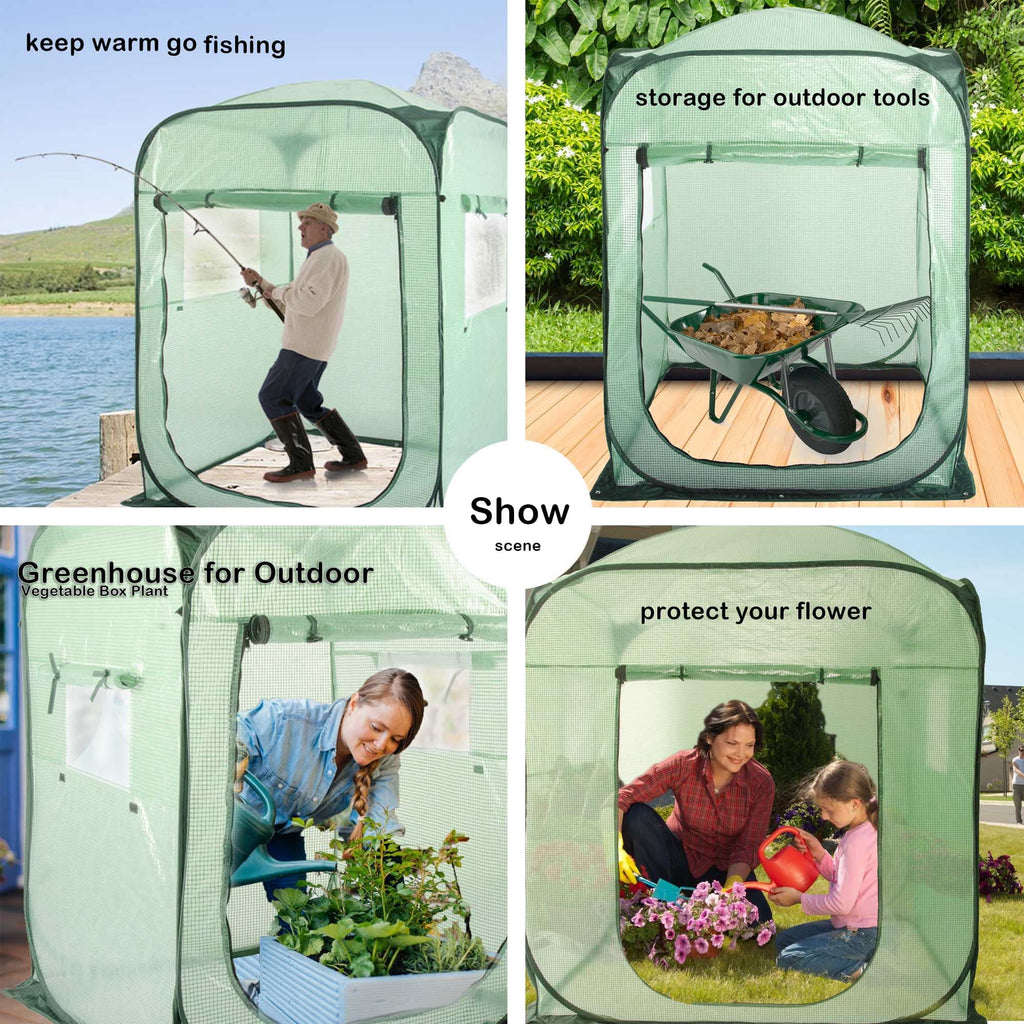 Pop Up Greenhouse Tent, Portable X-Large Walk-in Flower House, Indoor Outdoor Gardening Plant Sunshine Room with PE