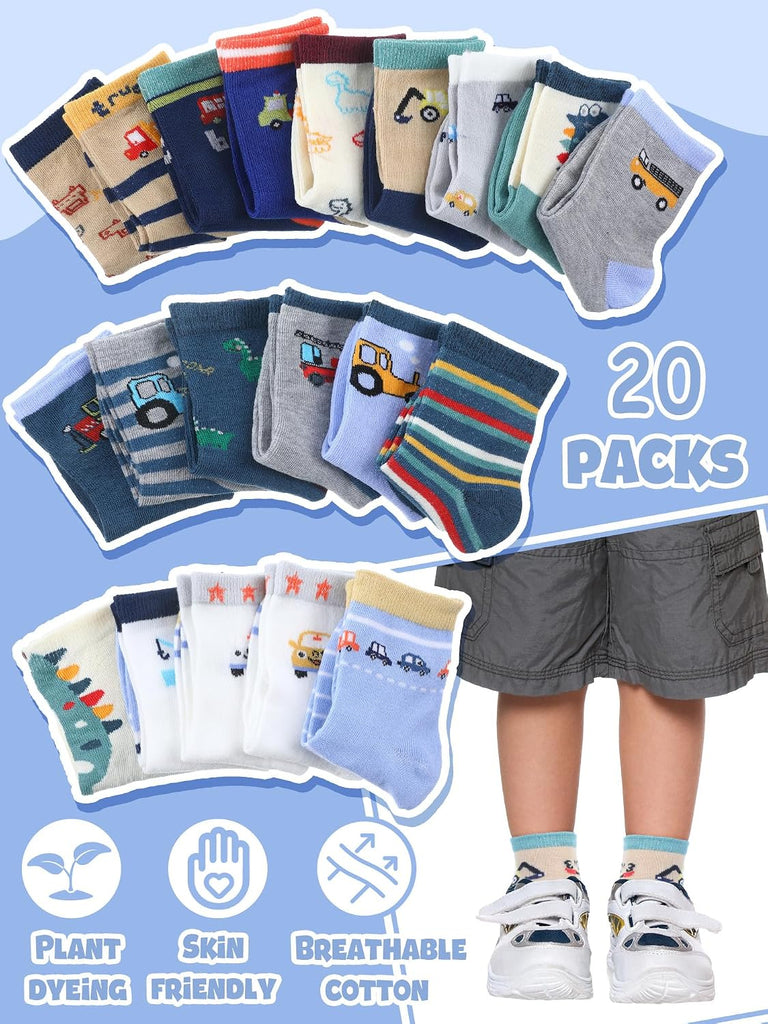 20 Pairs Boys Crew Dress Socks