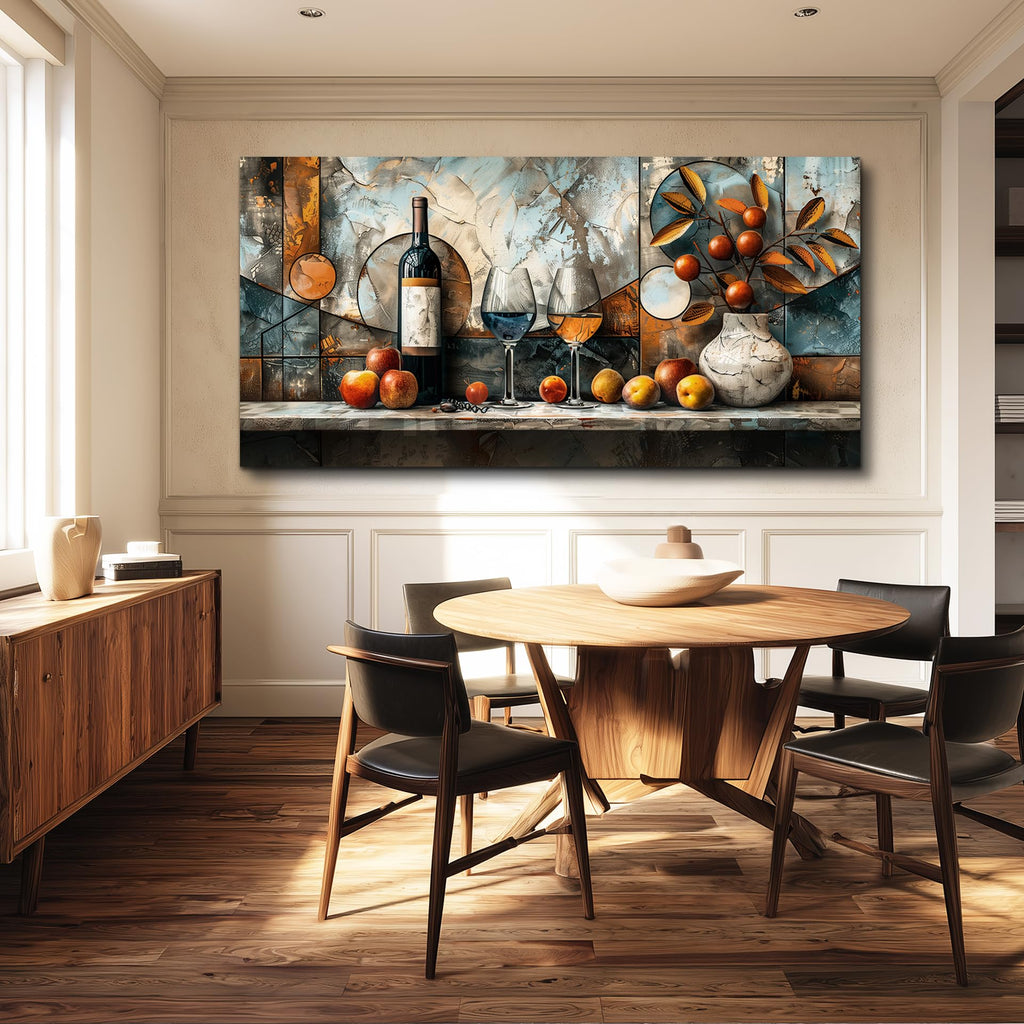 Large Wall Art, Wine Pictures Wall Decor, Dining Room Wall Art, Fruit Still Life Canvas Prints, Modern Kitchen Decor