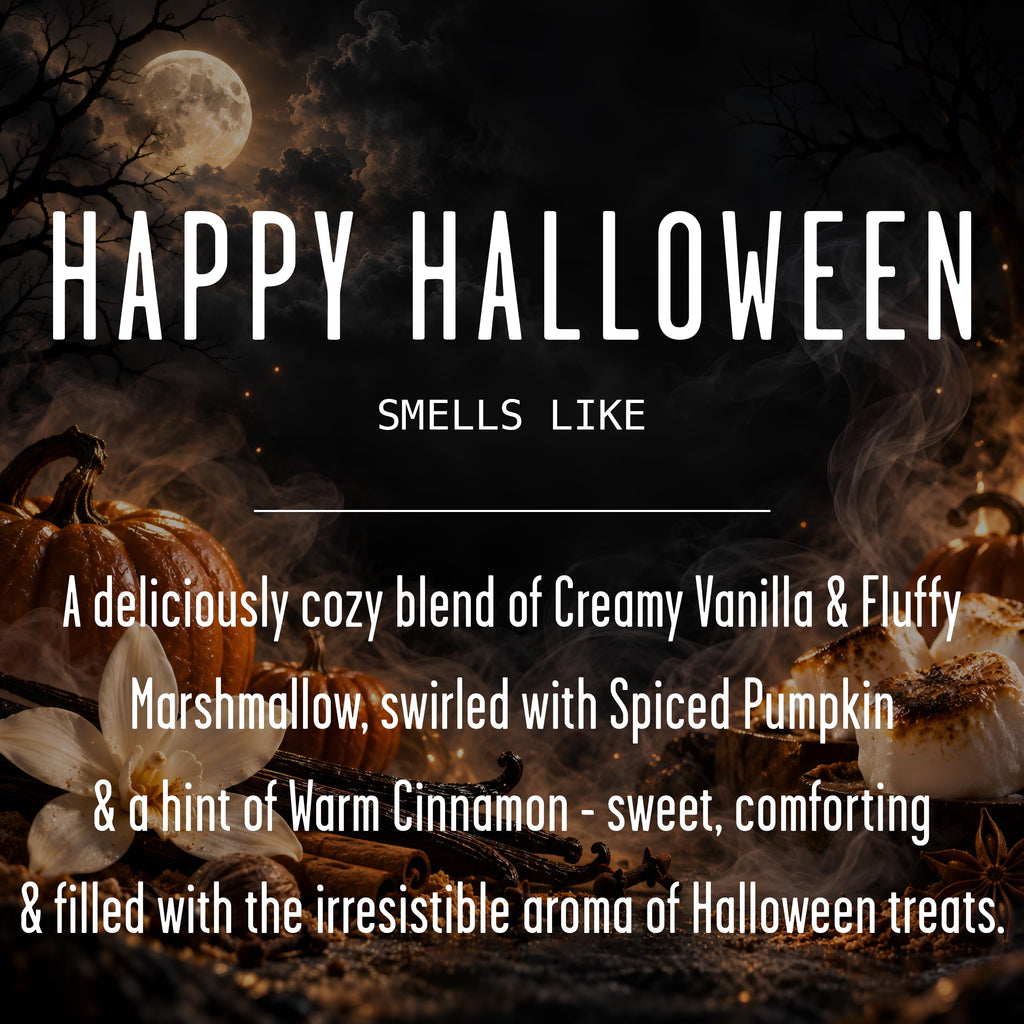 Happy Halloween Candle - Vanilla Pumpkin Marshmallow Scent, Made in USA