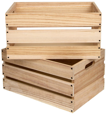 20"L Oversize Wooden Crates For Storage, Vinyl Record Storage Crates