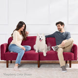 Best Choice Products 77" Mid Century Modern Velvet Loveseat Sofa, Couch, Convertible Sofa Sleeper Bed w/Real Wood