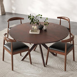 47.2" Solid Wood Round Dining Kitchen Table for 4-6 People with Intersecting Pedestal Base