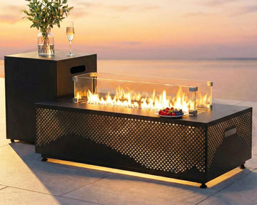 42" LED Rectangle Propane Fire Pit Table, Natural Gas Firepit