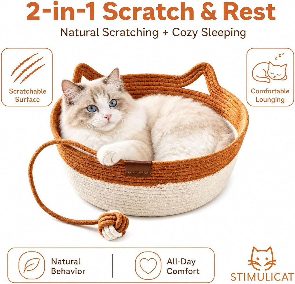 Instinct Basket Cat Bed with Cushion and Hanging Ball Toy