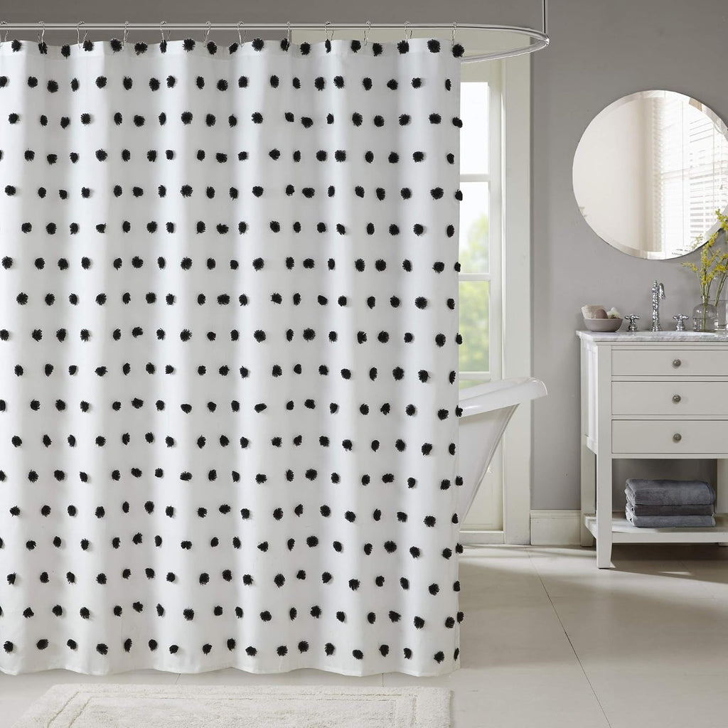 Sophie Shower Curtain , 72 x 72, Black | Adds Privacy, Machine Washable, OEKO-TEX Certified