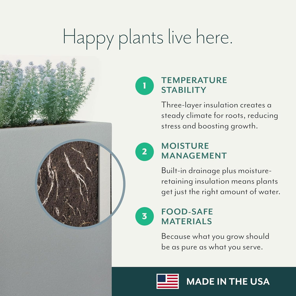 Cozumel Modern Outdoor/Indoor Column Planter - 23" x 18" x 30" H - Lightweight Weather Resistant Stone-Look Resin
