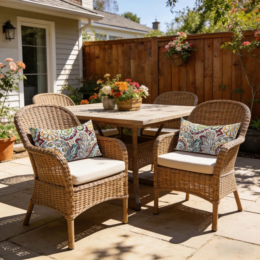 Outdoor/Indoor Lumbar Pillow Covers ONLY, Decorative Patio Lumbar Cushion Covers, Water Repellent Garden Cushion Cases