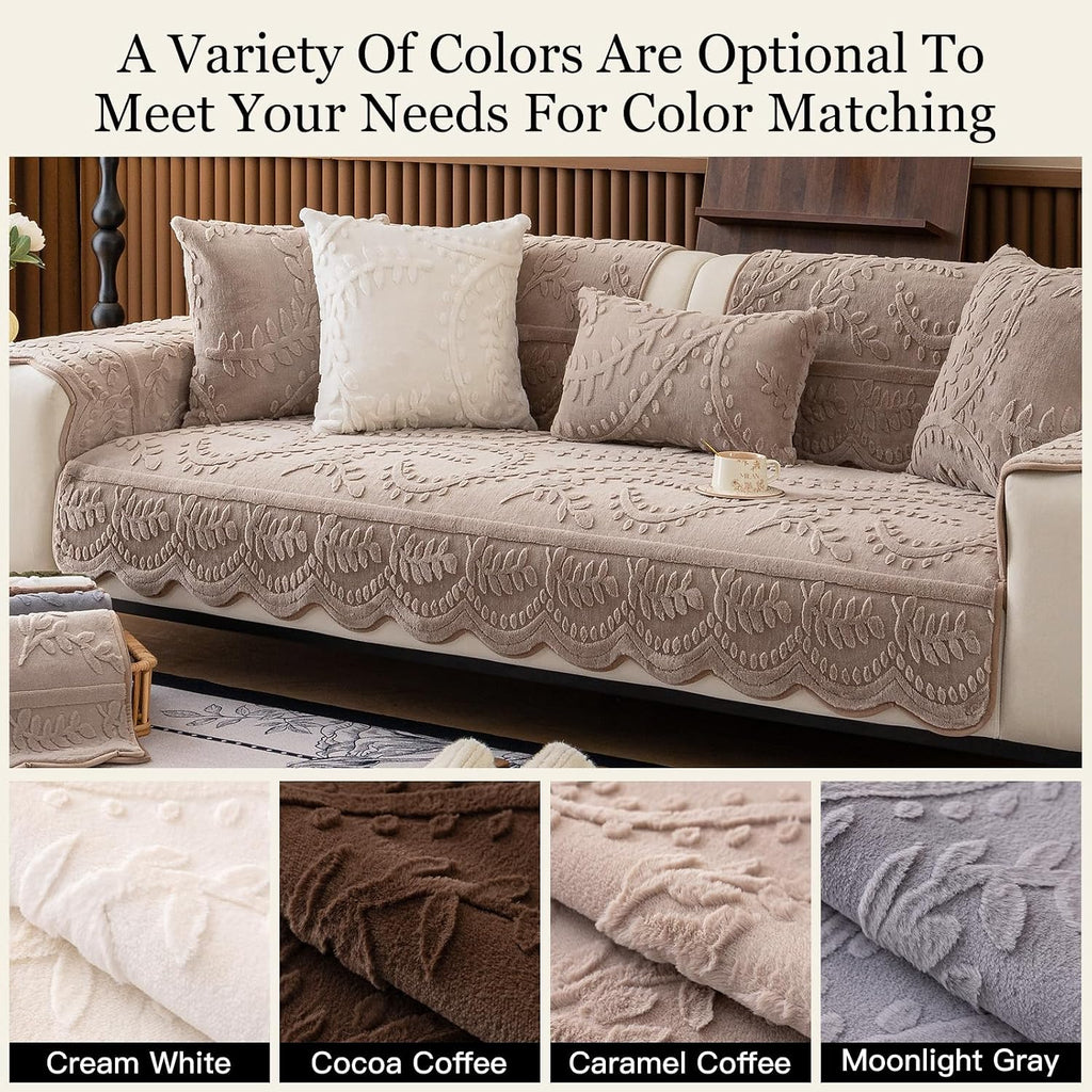 Plush Couch Cover for Pet, Dog Couch Cover for Sofa, Cocoa Coffee
