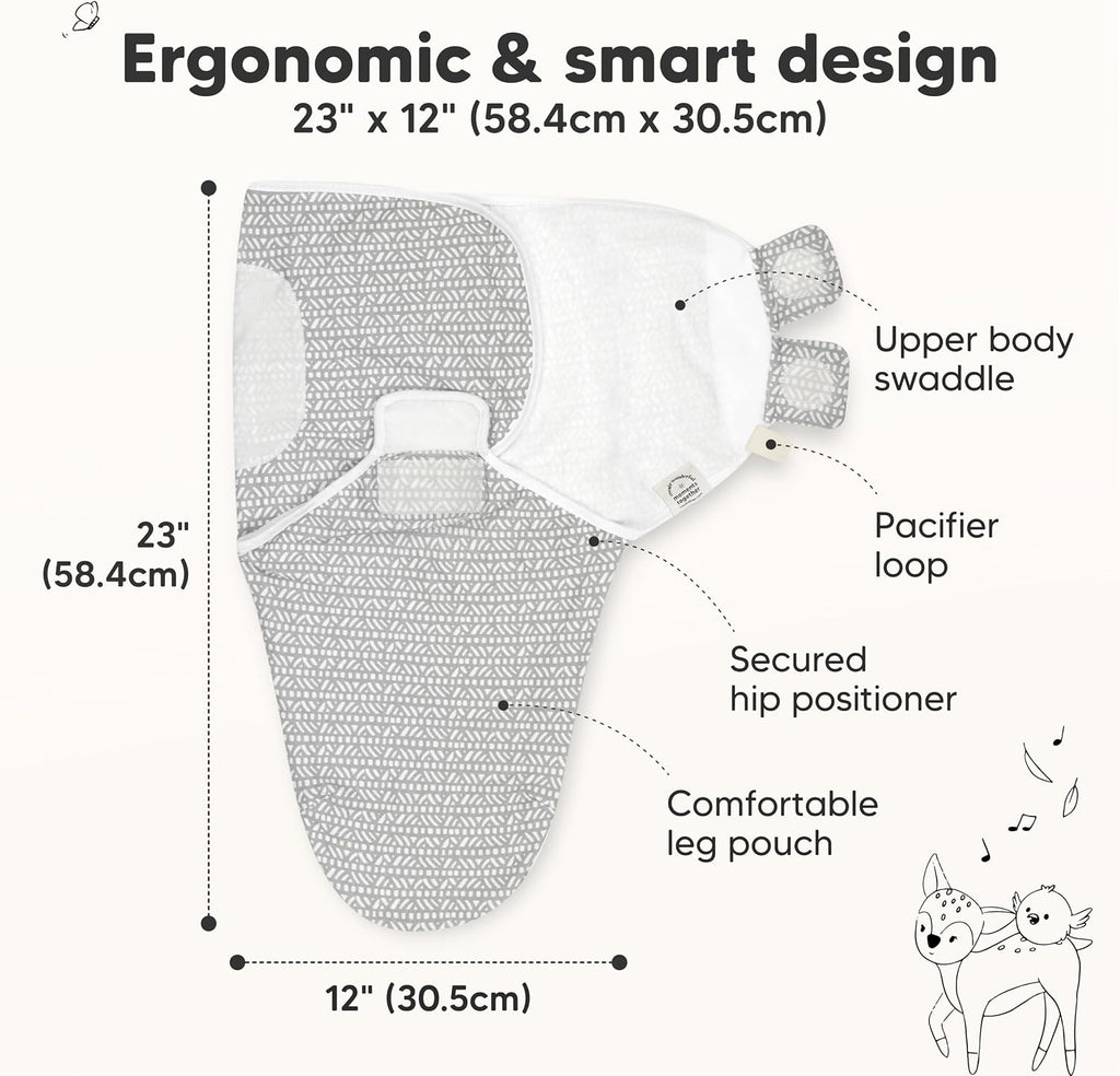 3pk Organic Baby Swaddles for Newborns, 0.5 TOG Nordic