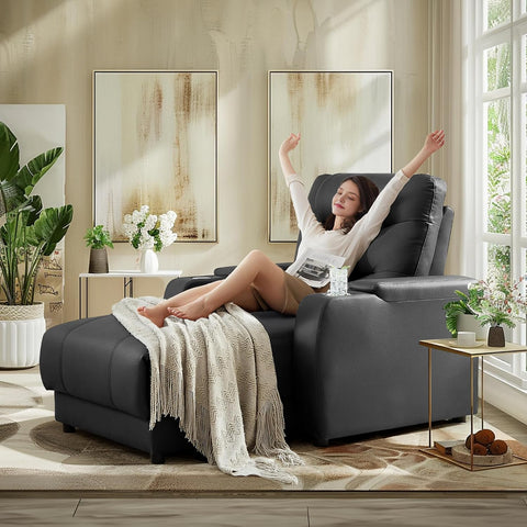 Home Theater Seating Oversized Recliner Chair Faux Leather Recliner Sofa Comfy Home Theater Chairs Power Loveseat