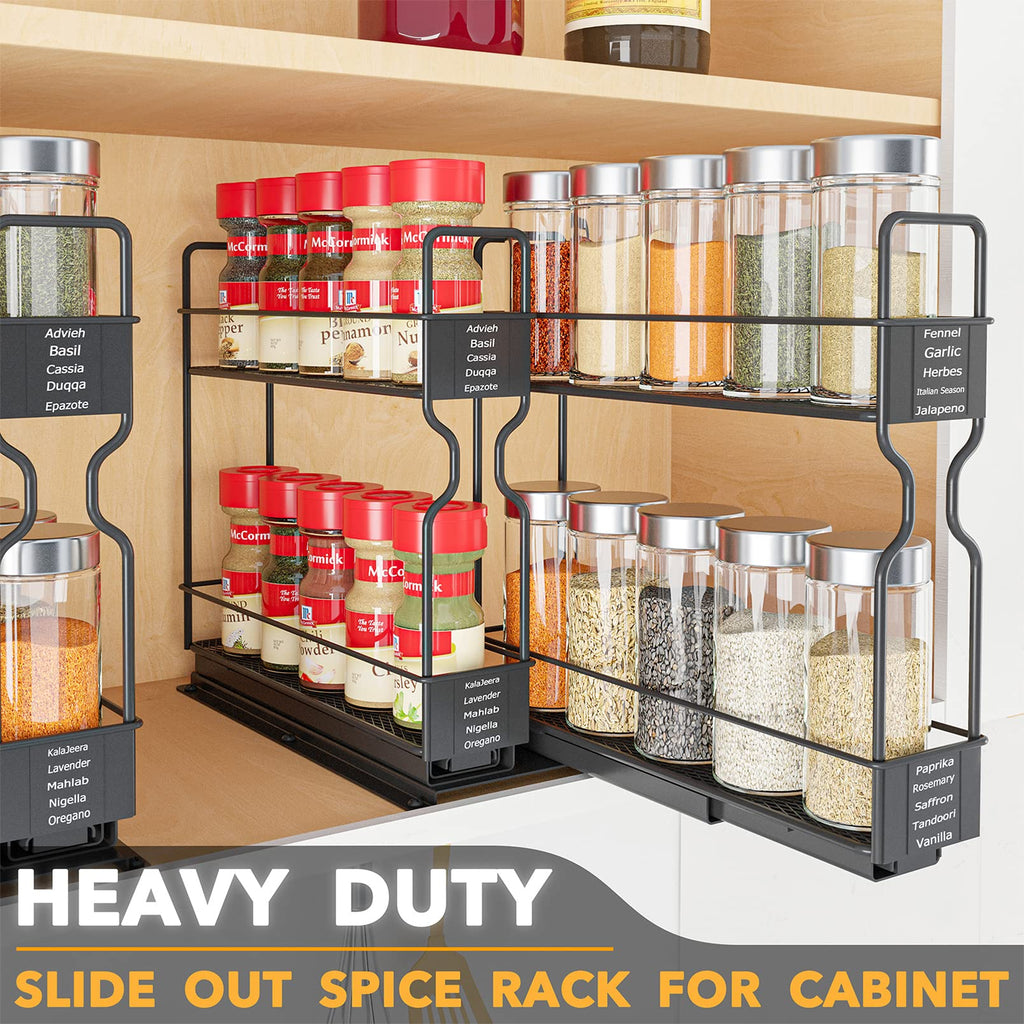Pull Out Spice Rack Organizer for Cabinet, Heavy Duty Slide Out Seasoning Kitchen Organizer, Cabinet Organizer
