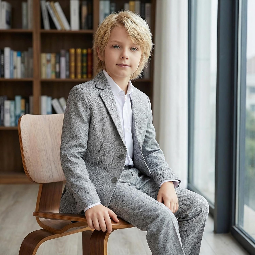 Boys Formal Suit Set Piece Slim Fit Tuxedo School Uniform Dress