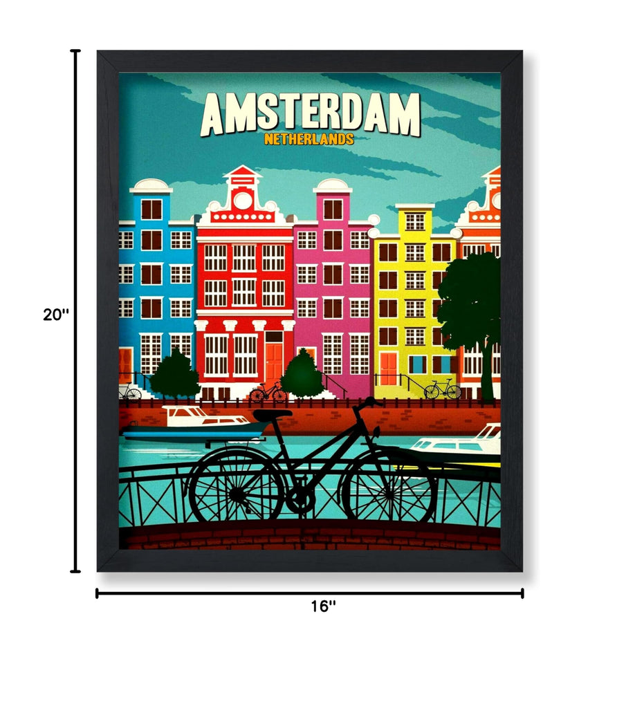 Master Vintage Travel Poster - Retro Amsterdam Print - Netherlands - Architecture - Gift for Men, Women, Travel Lover