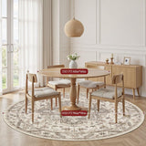 8ft Round Vintage Living Room Area Rug - 8x8 Large Soft Washable Oriental Traditional Distressed Far