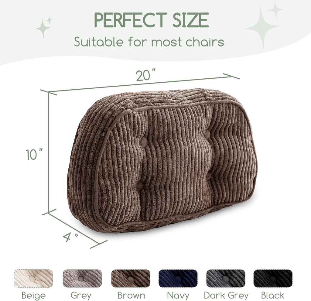 Lumbar Support Pillow for Recliner Chair/Accent Chair/Couch/Office Chair, Tufted Corduroy Back Support Cushion for