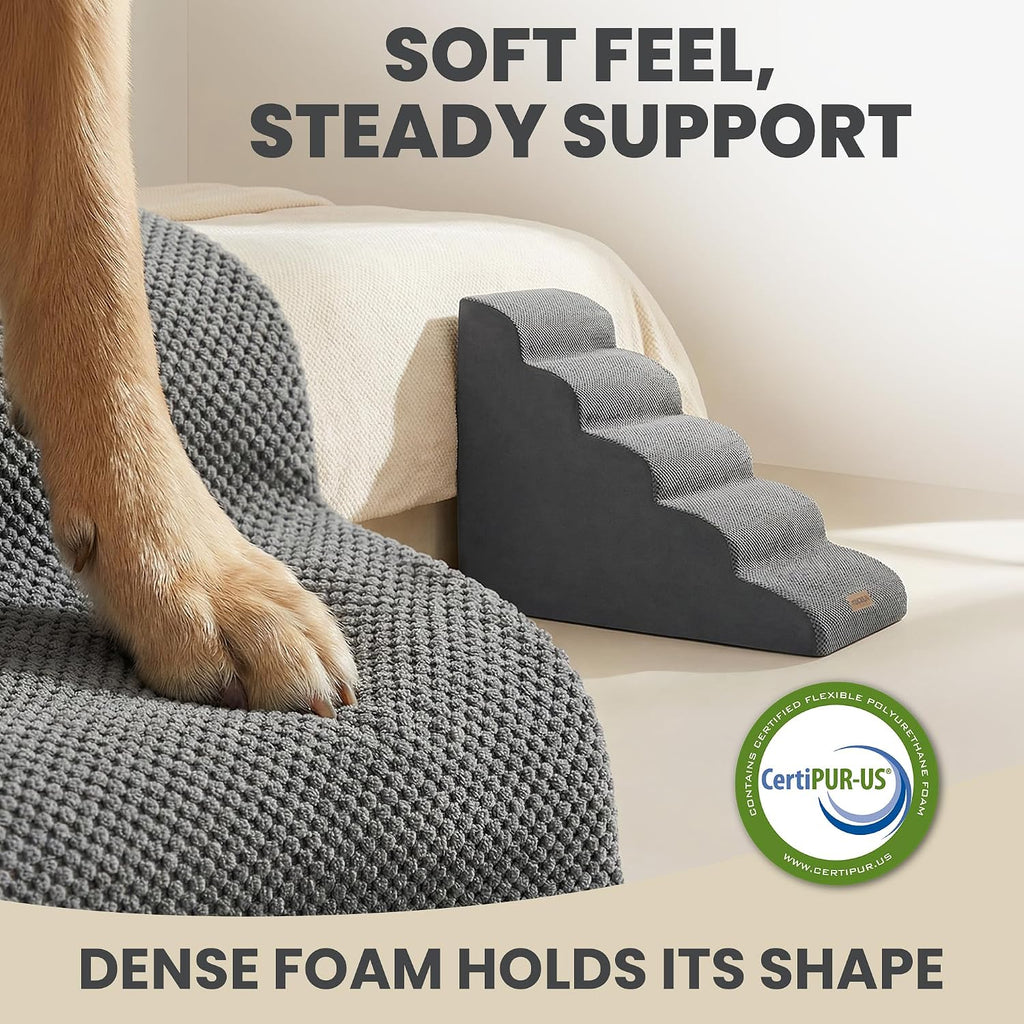 Dog Stairs for High Beds, 24.5" Foam Pet Ramp Step for Small Dogs