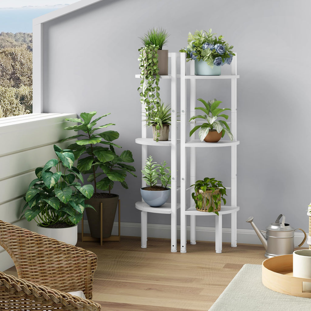 Small Corner Shelf Stand 3 Tier 39.5" with Metal Frame, White