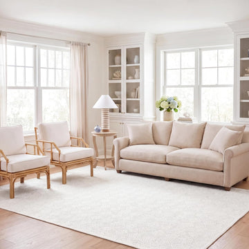 Area Rug 8x10 - Natural Fiber Collection - Large - Ivory, Handmade Wool & Jute, Ideal, Dining Space (NF487A)