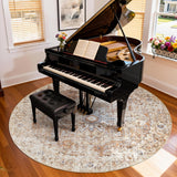 Kelda Round Rug 8ft Washable Area Rug Indoor Vintage Bedroom Floor Cover Distressed Circle Mat 8' Ro