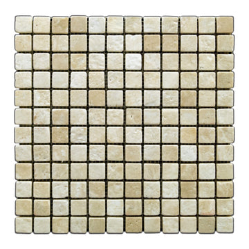 Durango Cream 1 X 1 Tumbled Travertine Mosaic Tile - Box of 5 sq. ft.