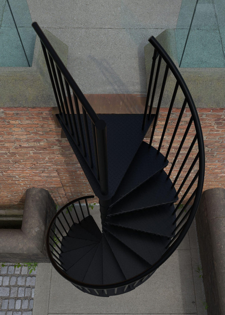Austrian Outdoor Spiral Staircase Steel Galvanized+Black/White/Anthracite Painted Tube/Cable Railing Option 47.24"